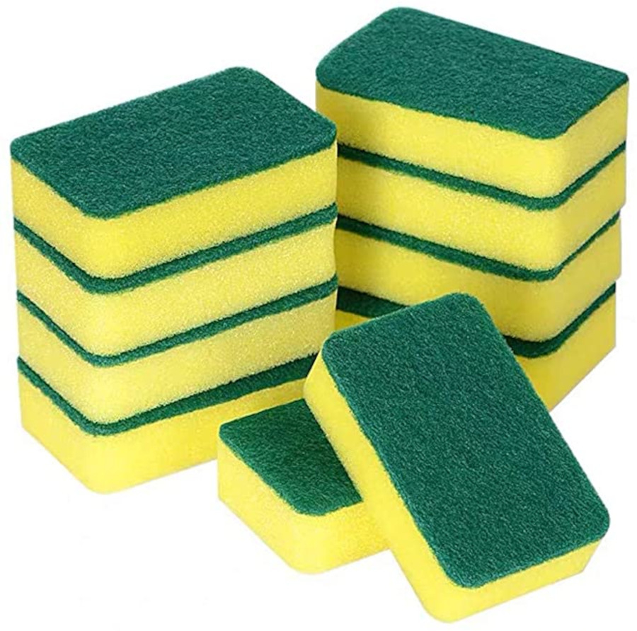 Abrasive Easigrip Sponge Scouring Pad Packs of 10 Yellow/Green (140x68x48mm)