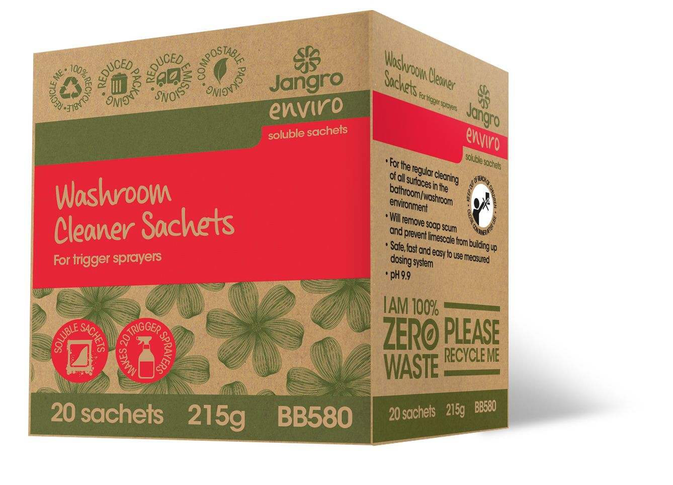 Jangro Washroom Cleaner Sachets for Trigger Sprayer