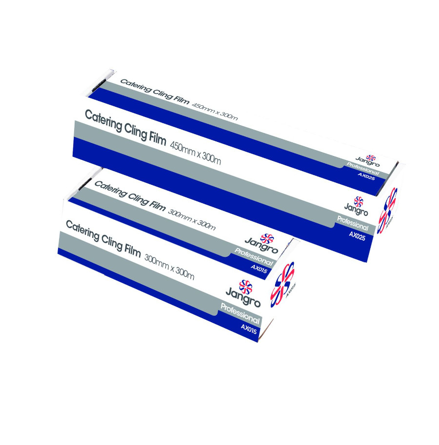 Jangro Catering Clingfilm, 18inch x 300m, Cutterbox