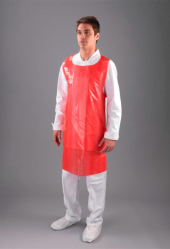 DISPOSABLE RED APRONS ON A ROLL - 200 PER ROLL