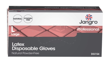 JANGRO SHEILD DISPOSABLE NATURAL POWDER FREE LATEX GLOVES - LARGE JANGRO SHEILD DISPOSABLE NATURAL POWDER FREE LATEX GLOVES - LARGE