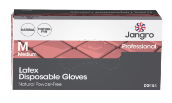 JANGRO SHEILD DISPOSABLE NATURAL POWDER FREE LATEX GLOVES - MEDIUM JANGRO SHEILD DISPOSABLE NATURAL POWDER FREE LATEX GLOVES - MEDIUM