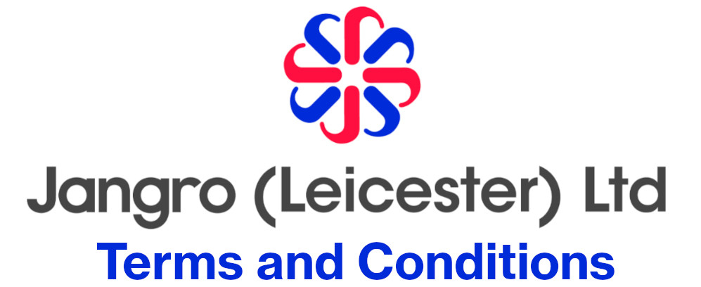 Jangro Leicester Limited logo with blue text terms and conditions underneath 