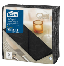 TORK LINSTYLE DINNER NAPKINS 1PLY BLACK - 600 PER PACK