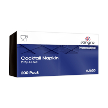 COCKTAIL NAPKINS 2PLY 4 FOLD BLACK - 2000 PER PACK