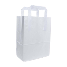 WHITE PAPER CARRIER BAG WITH HANDLES - SIZE SMALL