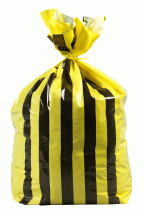 YELLOW TIGER STRIPED CLINICAL SACKS (14inch x 28inch x 34inch) - BOX OF 500