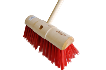 COMPLETE UNIT - 13Inch YARD BRUSH RED PVC WITH HANDLE